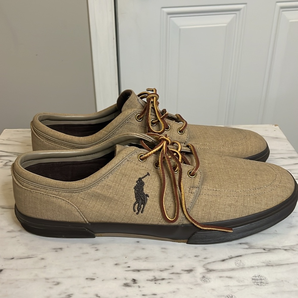 Polo Ralph Lauren Faxon Boat Canvas Sneaker Tan Brown